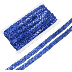 išteklių žemėlapis 14 jardų Sequin Beads Lace Trim 2 eilės 0,6 colio Sequin Stripes Sequin juostelės amatų puošmenos DIY siuvimo kostiumas Tamsiai mėlyna