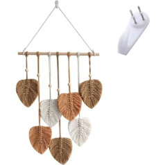 TOWEBOORY Macrame sienos kabo, Boho kambario dekoro, sienos kabo, Macrame lapų sienos kabo, austi gobelenai miegamojo gyvenamasis kambarys butas ornamentas (40x80cm) (Khaki)