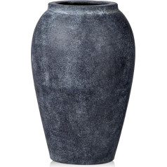 Aukšta 25 cm keraminė vaza, rankų darbo senovinė vaza, terakotos vaza, stalo vaza iš keramikos, skirta dekoravimui, svetainei, namų biurui, vaza pampų žolei, kaimiškas antikvarinis dekoras, juoda