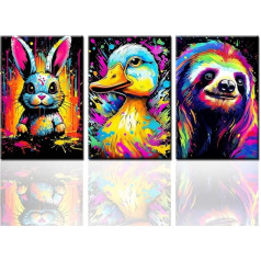 Tucocoo Šiuolaikinis sienų menas Triušis Sloth Triušis antis Graffiti nuotraukos Mieli gyvūnai Portretas paveikslai Šiuolaikiniai drobės meno kūriniai Namų dekoras gyvenamasis kambarys Medinis rėmas Paruošta pakabinti