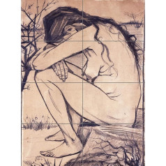 Artery8 Vincentas Van Gogas Liūdesys Iliustracija Piešinys XL Giant Panel Plakatas (8 sekcijos) Piešinys