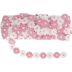 Daisy Lace Trimming Floral Applique Polyester Embroedered Embellishment Lace Trim for Applique Headband Sewing and Craft Projects Wedding 15 Yards