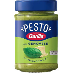 Barilla Pesto alla Genovese 1 x 190 g, itališkas makaronų padažas be glitimo, su 100 % itališkais bazilikais, pagamintais tvarioje žemdirbystėje, ir Parmigiano Reggiano, makaronų padažas, žaliasis pesto