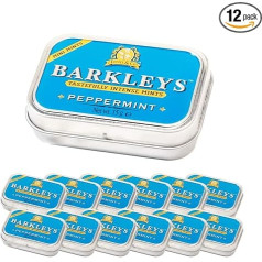 Barkleys Mini mėtos Peppermint Sugarfree 12 x 15 g pastilių su pipirmėtėmis Sharp