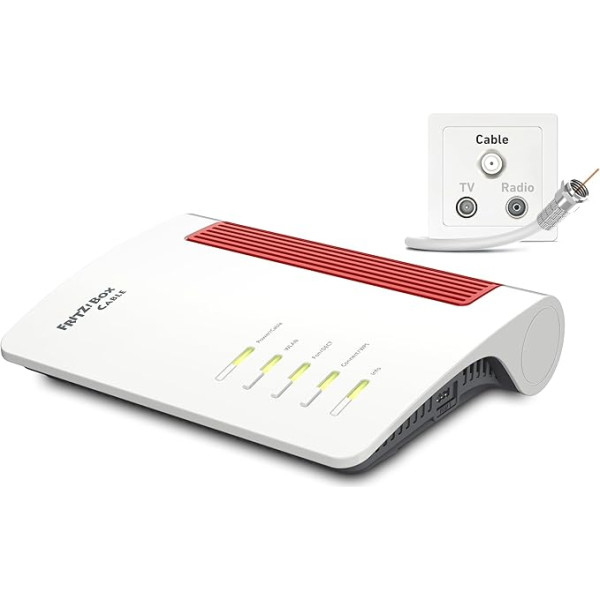 AVM FRITZ!Box 6670 Cable | Maršrutizatorius vienai kabelinei jungčiai (DOCSIS 3.1 kabelinis modemas, 2x2 Wi-Fi 7 su 2880 Mbps (5 GHz) ir 688 Mbps (2,4 GHz), Zigbee integracija 1 x 2,5 Gigabit LAN prievadas)
