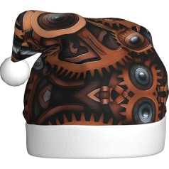 WHJSHOP Weihnachtsmütze für Erwachsene für Feiertage, Partys und Kostümveranstaltungen, Steampunk, mechanische Zahnräder, Druck