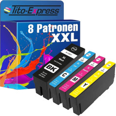 Tito-Express PlatinumSerie 8 XXL kasetės, suderinamos su Epson T3591-94 35XL Workforce Pro WF-4700 WF-4720DWF WF-4720 WF-4725DWF WF-4730DTWF WF-4735DTWF WF-4740DTWF Juoda po 50 ml, spalvota po 25