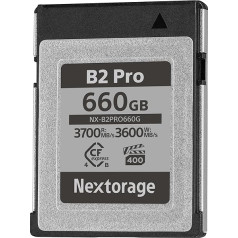 Nextorage Japonijos gamintojas CFexpress 4.0 Type B 660GB VPG400 Maksimalus skaitymo greitis 3700MB/s Maksimalus įrašymo greitis 3600MB/s pSLC 4K/8K vaizdo įrašymo NX-B2PRO660GB atminties kortelė