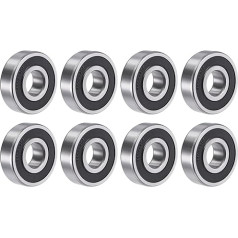 paieškos žemėlapis 8 x giliojo griovelio rutuliniai guoliai, 20 mm skylė, 52 mm išorinis skersmuo, 15 mm storis, dvigubas sandarinimas, chromuotas plienas, 6304-2RS