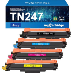 MYCARTRIDGE suderinamas su Brother TN-243CMYK TN247 toneris, skirtas Brother MFC-L3770CDW DCP-L3550CDW DCP-L3510CDW HL-L3230CDW HL-L3270CDW HL-L3210CW (juodas/mėlynas/geltonas/magenta)