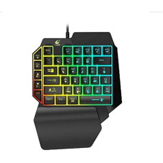Šūvio dėklas Mini žaidimų klaviatūra USB kompiuteriui Medion Pad LED Pubg apšviesta QWERTY juoda