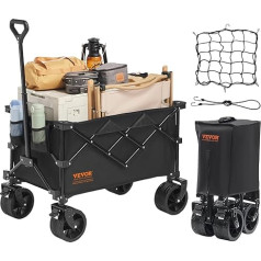 VEVOR Rankinis vežimėlis 855 x 500 x 1070 mm 600D Oksfordo audinys su PVC danga Paplūdimio vežimėlis 113 L talpa Max. 113 kg keliamoji galia Transportavimo vežimėlis Įrankių vežimėlis Rankinis vežimėlis