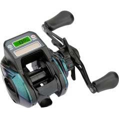 Smart Baitcasting Angelrolle mit zwei Ladeoptionen und genauer Zählfunktion (rechts)
