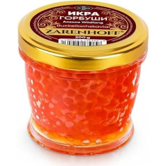 Ikrai iš kuprotųjų lašišų Gorbuscha iš Aliaskos 200 g Stiklinė, raudonieji ikrai, Ikra Gорбуşи Caviar
