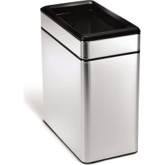 simplehuman CW1225 10L profilio atvira šiukšliadėžė, šlifuotas nerūdijantis plienas, W 15,75 cm x H 33,27 cm x D 28,7 cm