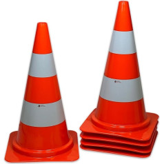 UvV UVV75010 Eismo kūgiai oranžiniai dienos šviesos / balti folijos žiedai PVC 75 cm, sukraunami į krūvą, 10 vnt.