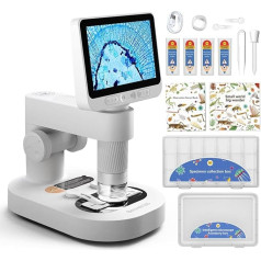 BEAVERLAB 4,0 colių IPS skaitmeninis mikroskopas, kišeninis mikroskopas 100X-1600X, 1080P HD mikroskopas, WiFi USB mikroskopas pradedantiesiems, mikroskopas mobiliajam telefonui su 8 reguliuojamomis LED lemputėmis, suderinamas su