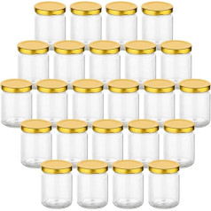 gouveo 24 stiklainių rinkinys 100 ml apvalūs stiklainiai su užsukamu dangteliu aukso spalvos - maži stiklainiai su užsukamu dangteliu - užsukami stiklainiai konservavimui ir saugojimui