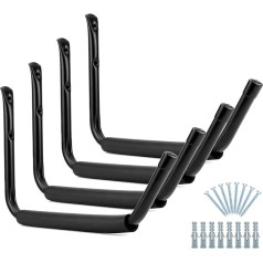 QWORK® 4 pakuotės sieninių kablių garažo kopėčių kabliai, 39 cm baidarių laikymo kabliai, sieniniai kopėčių kabliai kopėčioms, sulankstomoms kėdėms, dviračiams, sodo žarnai