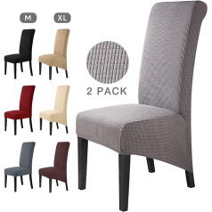 ‎Balladhome Elegantiški kėdžių užvalkalai, 2 vnt., elegantiški kėdžių užvalkalai, elastingas kėdžių užvalkalas, elastingas spandeksas, XL kėdžių užvalkalai, universalus elastingas užvalkalas, nuimamas, skalbiamas kėdžių užvalkalas