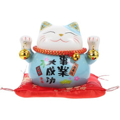 NOLITOY Lucky Cat pinigų dėžutė 4,72 colių katės kolekcionuojamos figūros išskirtinis mielas laimės žavesys Lucky Cat Fengshui katė pinigų puodynė stalo apdaila verslo dovana (mėlyna)