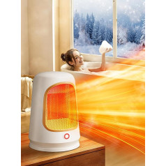PIKOY ventiliatorinis šildytuvas taupo energiją, 2S greitas šildymas ir 2 režimai, 28 dB tylus elektrinis šildymas, 45° šildymo diapazonas, elektrinis šildytuvas, saugus ir nešiojamas ventiliatorinis šildytuvas Vonios kambarys, biuras