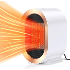 Ventiliatorinis šildytuvas, energiją taupantis, 1200 W, nešiojamas PTC keraminis šildytuvas, elektrinis, energiją taupantis, tylus, su 2 šildymo režimais, 3 s greitas įkaitimas, mažas ekonomiškas ventiliatorinis šildytuvas