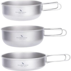 Boundless Voyage Lauko ultralengvas 3 dalių titano dubenų rinkinys Camping Cookware Picnic Titanium Pan