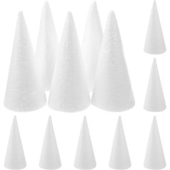 Holibanna Putų kūgis Polistireninio putplasčio kūgio formos Baltos Kalėdų eglutės amatų stalo dekoravimo rekvizitai 1 gabalas (12 vnt., 10 cm)