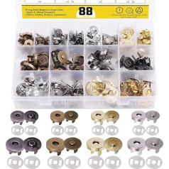 Mardatt 88 rinkiniai 14 mm ir 18 mm sagos uždarymas su poveržlėmis Bronza Gunmetalas Sidabras Sidabras Auksas Piniginė Apvalūs Snap mygtukai DIY amatų rinkiniai siuvimo amatų rankinės drabužiai oda