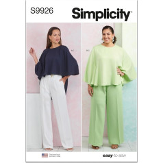 SIMPLICITY Schnittmuster SS9926AA Damen Tops und Hosen AA (38-42-44-46)