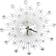 Sieninis laikrodis sidabro spalvos modernios virtuvės laikrodžiai didelis sieninis laikrodis mados apvalus dizainas sidabro deimantinis laikrodis metalo meno rinkinys 3D kristalų nutildyti sieninis laikrodis metalinė adata sienos apdaila laikrodis