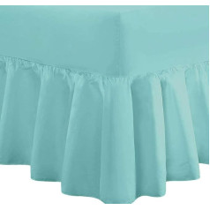 Indus Textiles Percale Frilled Sky Blue Double Valance Fitted Sheet