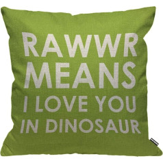 HGOD DESIGNS Rawr reiškia, kad aš tave myliu dinozaurų žaliai baltos spalvos pagalvėlės užvalkalas Dekoratyvinis užvalkalas vyrams/žmonoms Svetainė Miegamasis Miegamojo Sofa Kėdė 45x45cm