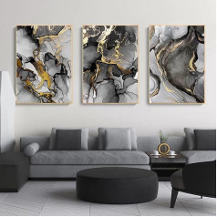 HEHGVCF paveikslas ant drobės geometrinis 40 x 60 cm, abstraktus marmuro menas juoda balta aukso pilka sienos paveikslas plakatas drobė paveikslas plakatas rinkinys be rėmo (D, 40 x 60 cm)
