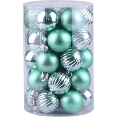 LJFMDLN 4/6 cm 34 stücke Weihnachtsbaum Dekor Kugelkunststoff Hausgemachte Weihnachtsfeier Festes Neues Jahr Hängende Bälle Verzierung Dekorationen (Dydis : 6cm, Spalva : šviesiai žalia)