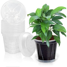 YALIOURS Transparente Blumentöpfe für den Garten, 10 Stück, 15,2 cm, transparente Kunststoff-Gartentöpfe mit Ablaufloch für Innen- und Außenbereich, Blumen, Sukkulenten