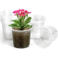 TAQIXI 20 pakuočių 4 colių skaidrūs plastikiniai vazonai augalams, skaidrūs augalų vazonai su drenažo angomis, sustiprintų plastikinių vazonų asortimentas