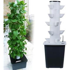 PTSZNGS Hydroponik-Aeroponik-Anbauset, 30 Pflanzen, Hydrokulturturm für Obst und Gemüse mit Wassernachfüllpumpe, Adapter, Netztopf (20 vnt.)