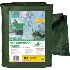Bio Green RX-90-20x30-G Vandeniui atsparus 20 x 30 - daugiafunkcinis brezentas - daugiasluoksnis kryžminės laminuotos plėvelės brezentas - idealiai tinka ūkininkavimui, stovyklavimui, baldų uždengimui, 20 x 30 cm