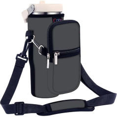 icolor Vandens butelio krepšys Stanley IceFlow Flip Straw Tumbler 20/850.5g Stanley IceFlow taurės laikiklis neopreninis dėklas Stanley taurės priedų krepšys Crossbody Sling kelionių krepšys fitnesui, pilka, meninis atspaudas