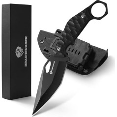DRACHENADER Lauko peilis išgyvenimo SEAL-FULL BLACK, 5Cr13Mov nerūdijančio plieno išgyvenimo peilis medžioklinis peilis Fullang diržo peilis su Kydex dėklu ir G10 rankena