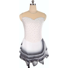 YDHTIZ Žiemos sporto figūrinio čiuožimo suknelė moterų baltos rankovių Rhinestone gimnastika Sparkly Leotard konkurencijos kostiumas