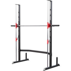 GORILLA SPORTS® Power Rack - apima 25 mm štangą, 50 mm adapterį, iki 300 kg svorio plokštelių stovus, plieninius - Multi Press pritūpimų stovas, Smith Machine, pritūpimų stovas, Power Station