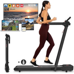 YM elektrinis bėgimo takelis, sulankstomas bėgimo kilimėlis, MAXI 42 cm, itališkas prekės ženklas, 1-12 km/h, programėlė Kinomap Zwift Bitgym, taupo vietą, 12 programų, Next 1001 New 2025, Your Move, itališkas