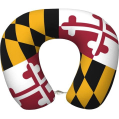 UVBDF Maryland State Flag Ergonomiška atminties putų kelioninė kaklo pagalvė, patobulinta orlaivio kelionių pagalvė visoms miego padėtims