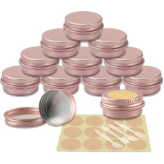 YANCAER Pakuotė 50 10 ml - skersmuo 35 mm x aukštis 17 mm Matinis rožinis aliuminio tuščių skardinių su užsukamu dangteliu Apvali kelioninė skardinė Kremo skardinė Aliuminio skardinė, skirta žvakėms, kremui, kosmetikai 