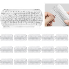 TOATELU 15 dvipusių rankų šepetėlių pakuotė: Plastikinis nagų šepetėlis, rankų plovimo šepetėlis su kietais šereliais, nagų šepetėlis vonios kambariui, tualetui, kriauklei, dirbtuvėms (skaidri spalva, 8,5 x 3,5 x 1,5 cm)