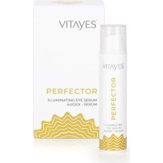 Vitayes, Perfector, akių gelis / serumas, akių kremas su senėjimą stabdančiu akimirksniu pasireiškiančiu poveikiu lengvoms raukšlėms Unikalus akimirksniu pasireiškiantis šviesinantis poveikis nuo tamsių ratilų. Turinys išlieka ilgiau nei 3 m