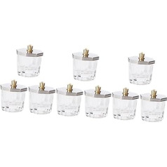 minkissy 9 Stück Nagelkunst achteckige Tasse Kristallbecher Glaswaren mit Deckel für Nagelkunst Dappen Nail Art Cup Nagel Acryl Pulver Schüssel Mini Nagellack Tassen Glas Nail Art Schüssel Tropfschale